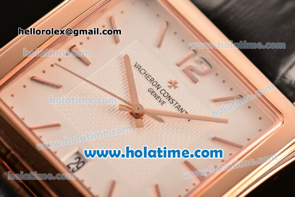 Vacheron Constantin Historiques Toledo Miyota Quartz Rose Gold Case with Stick Markers and White Dial - Click Image to Close